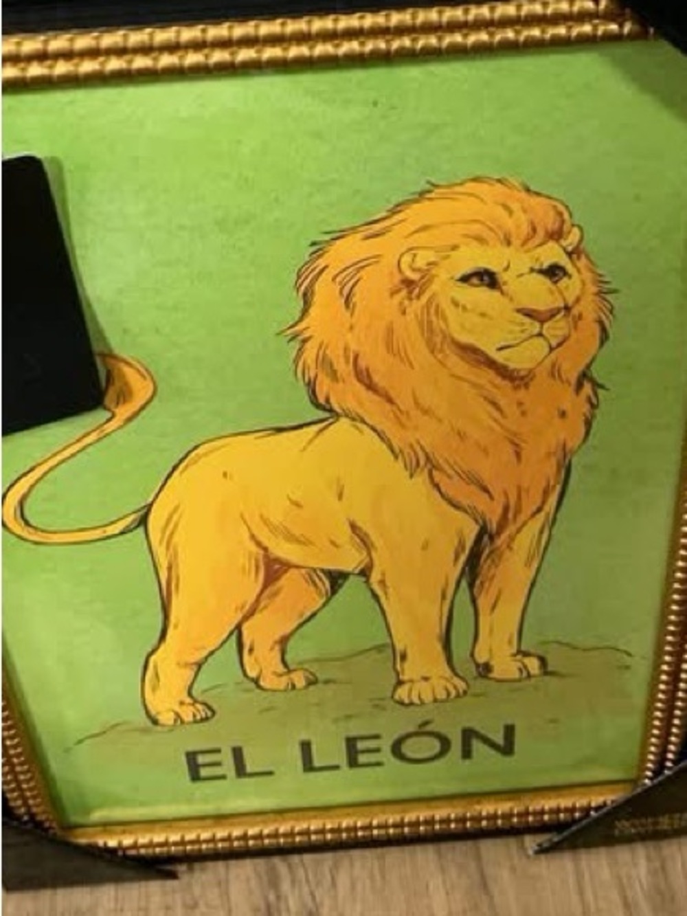 Sapna Shah El León Framed Art Print Yellow Lion on Green NEW